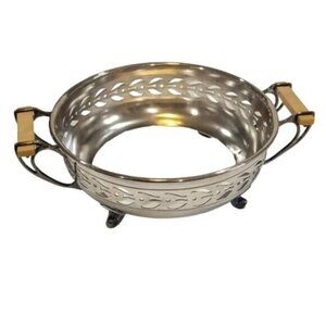 Vintage 1881 Rogers Canada Footed Bone Handled Silver Plated Casserole Holder